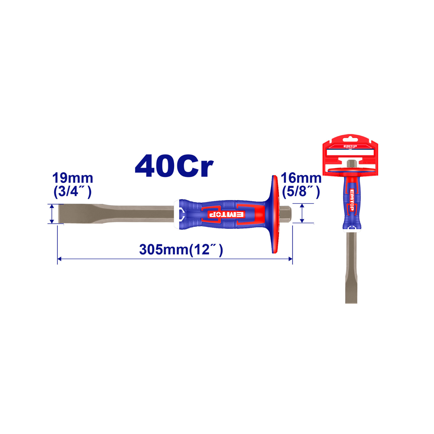 miferre_292_H cincel de corte frio con grip ECCL191602 - Imagen 1