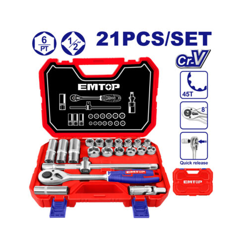 Juego de enchufes de 21 piezas de 1/2" ESKT12211