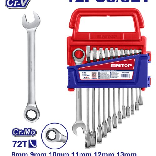 Juego de llave de ratchet de 12 piezas ECSS101202