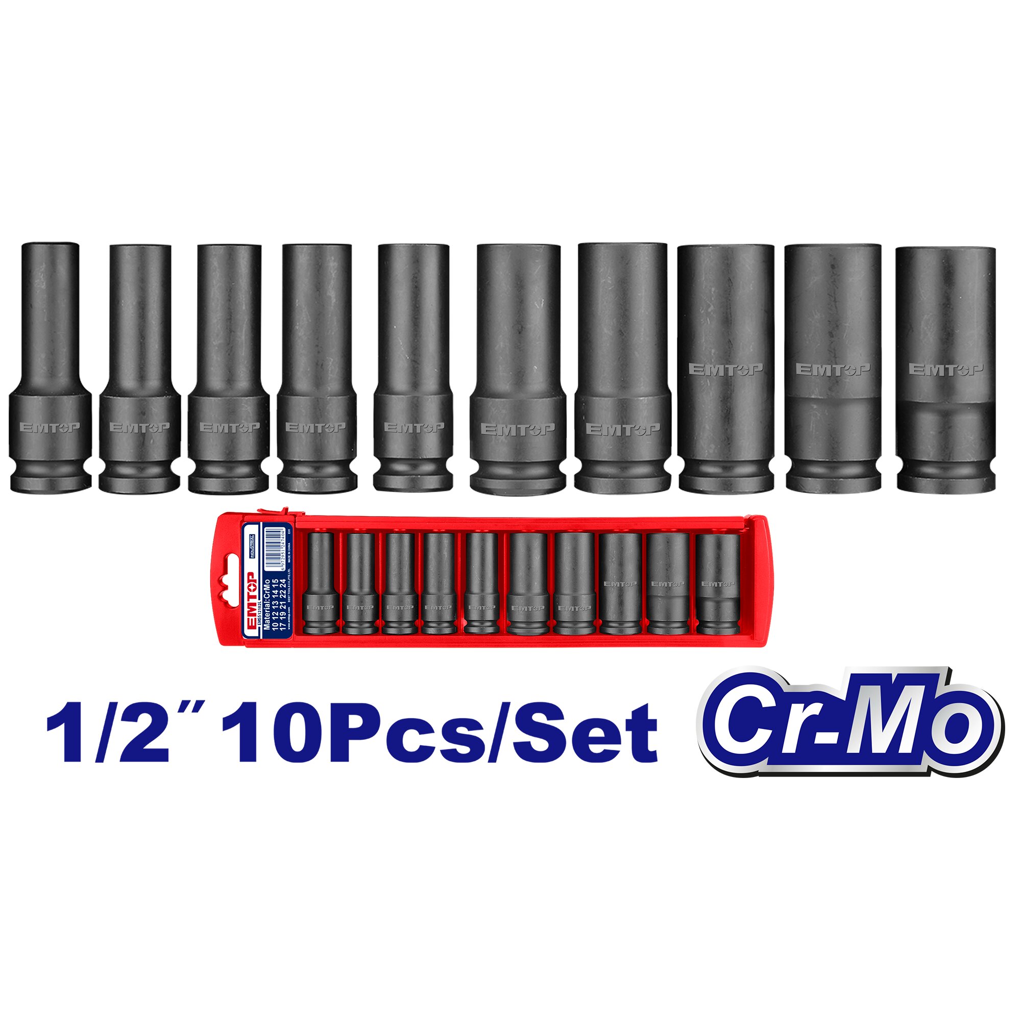 miferre_432_H Juego de dados de impacto de 1/2" de 10 piezas de profundidad EMSS12102L - Imagen 1